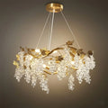 Lujoso candelabro de cristal – Rama de latón dorado con uvas para sala de estar/comedor - Flindria