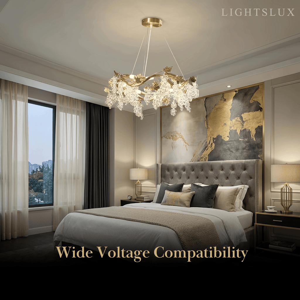 Lujoso candelabro de cristal – Rama de latón dorado con uvas para sala de estar/comedor - Flindria
