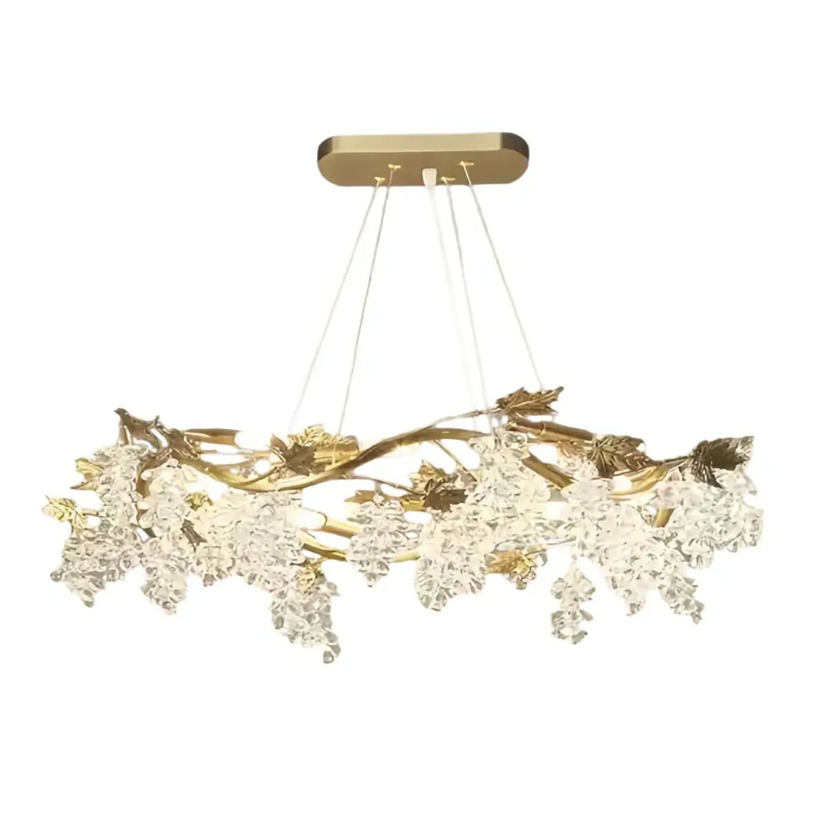 Lujoso candelabro de cristal – Rama de latón dorado con uvas para sala de estar/comedor - Flindria