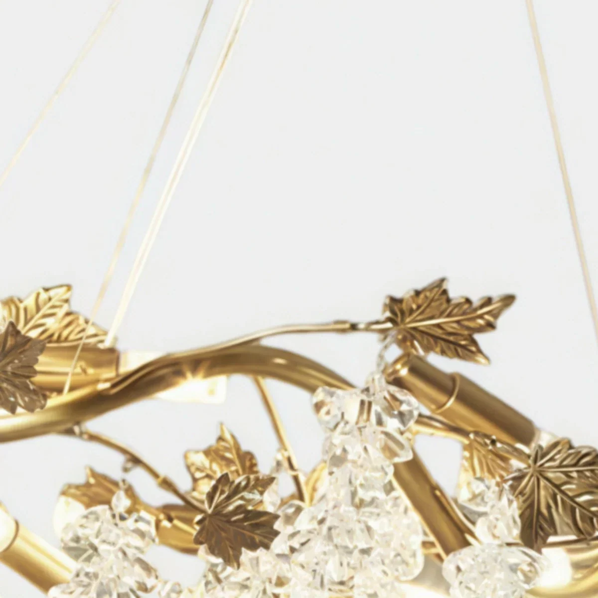 Lujoso candelabro de cristal – Rama de latón dorado con uvas para sala de estar/comedor - Flindria