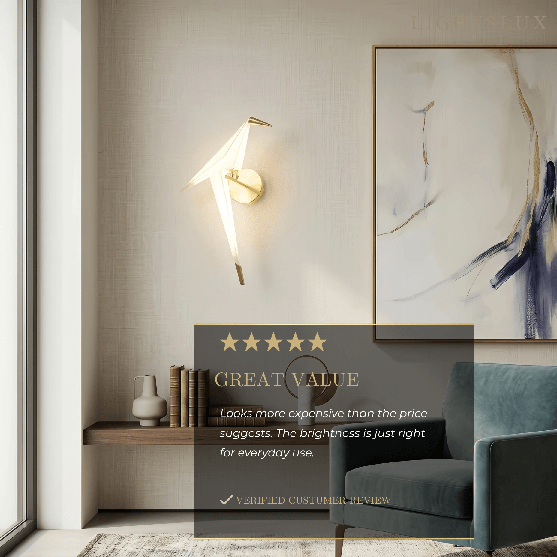 Modern Wall Lamp – Acrylic Bird Gold/White for Living Room / Bedroom - Flindria