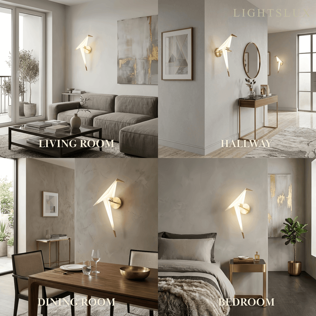 Modern Wall Lamp – Acrylic Bird Gold/White for Living Room / Bedroom - Flindria