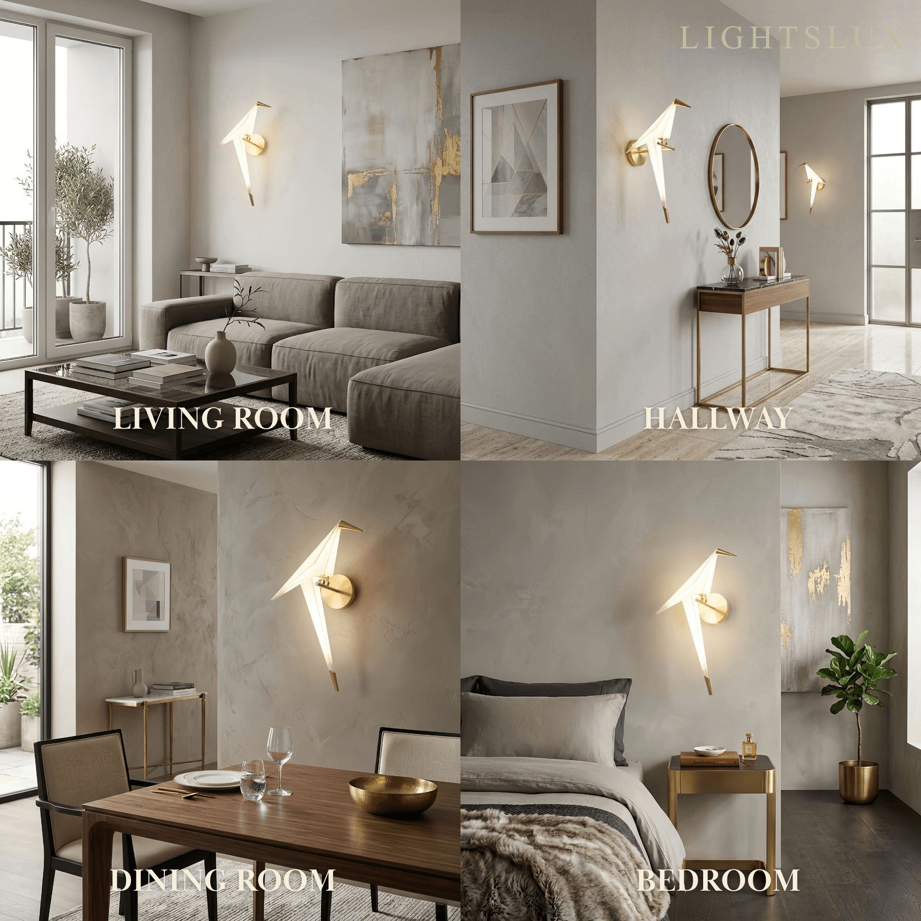 Modern Wall Lamp – Acrylic Bird Gold/White for Living Room / Bedroom - Flindria