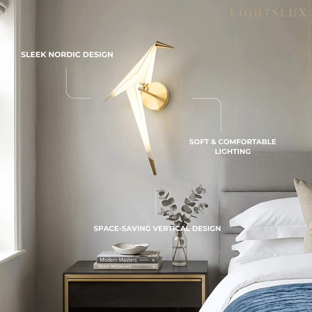 Modern Wall Lamp – Acrylic Bird Gold/White for Living Room / Bedroom - Flindria