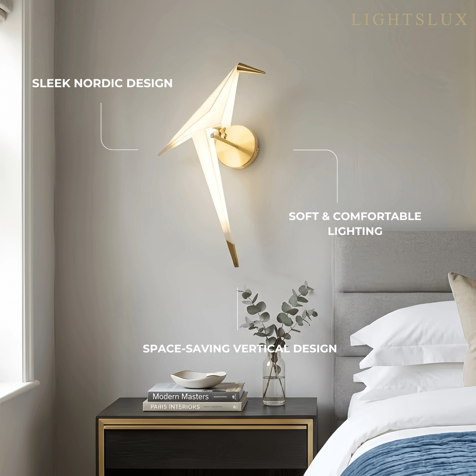 Modern Wall Lamp – Acrylic Bird Gold/White for Living Room / Bedroom - Flindria