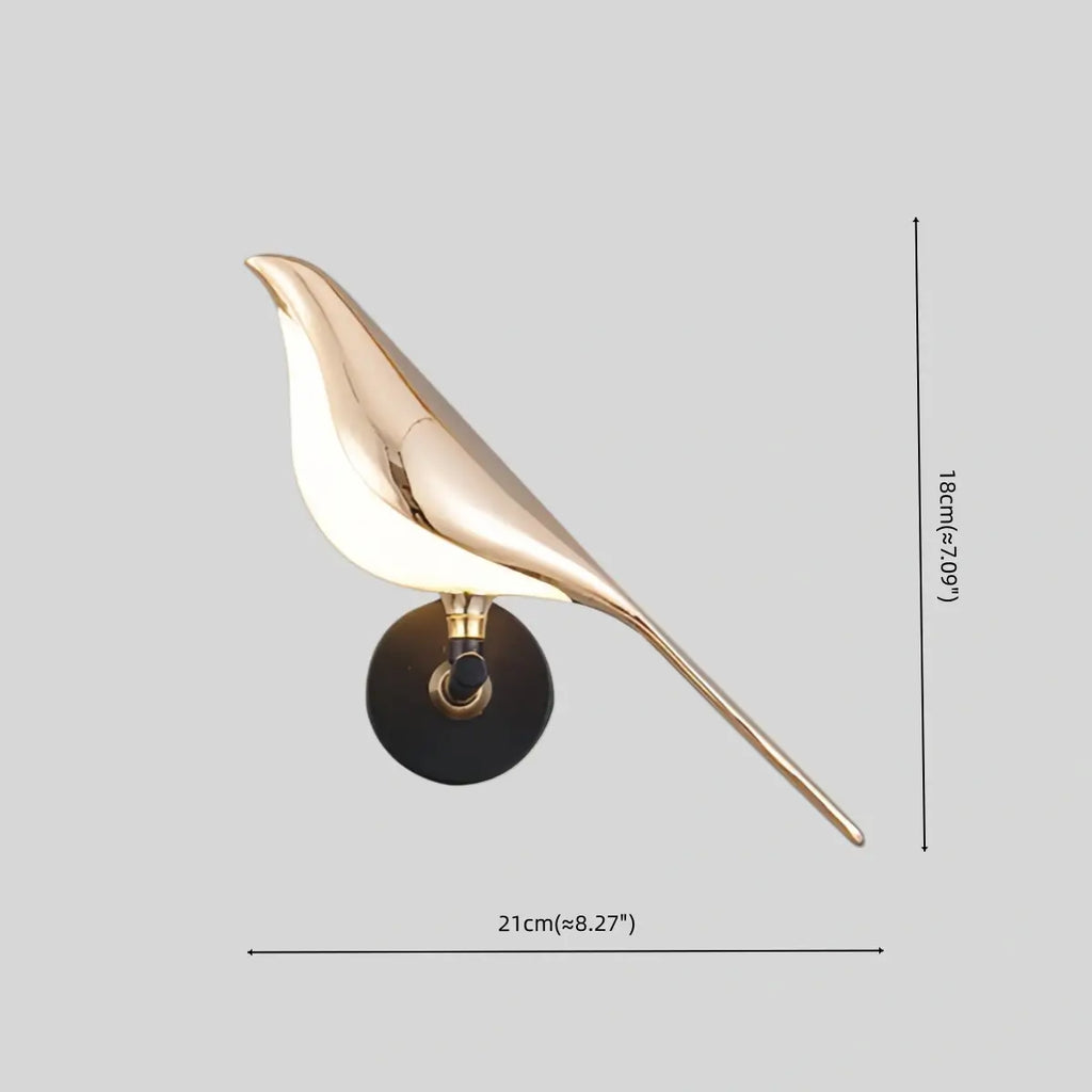 Modern Wall Lamp – Magpie Bird Black & Gold for Living Room / Bedroom - Flindria