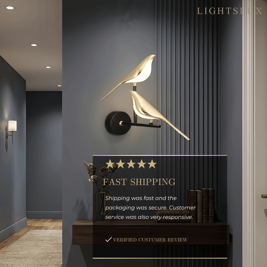 Modern Wall Lamp – Magpie Bird Black & Gold for Living Room / Bedroom - Flindria