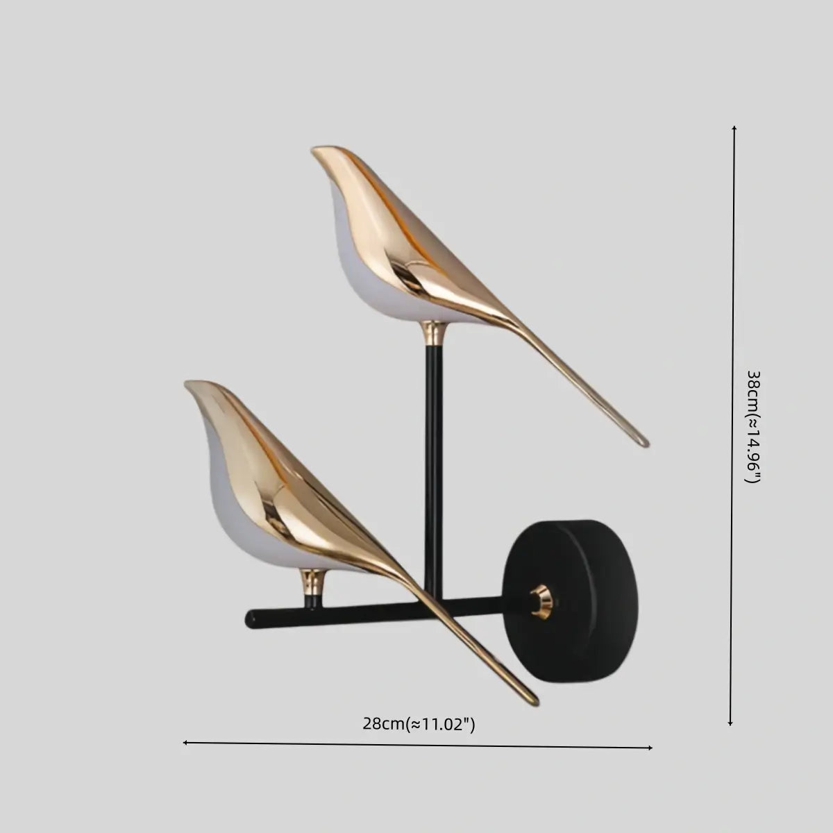 Modern Wall Lamp – Magpie Bird Black & Gold for Living Room / Bedroom - Flindria