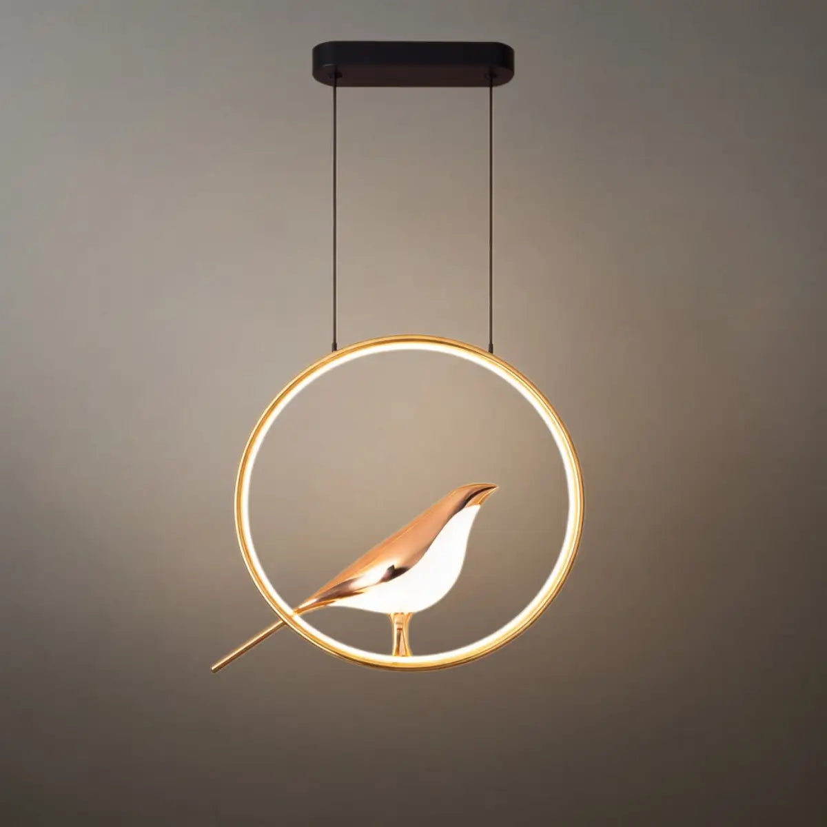 Nordic Pendant Light – Circular/Oval Magpie Bird Chrome/Gold for Living Room / Dining Room - Flindria