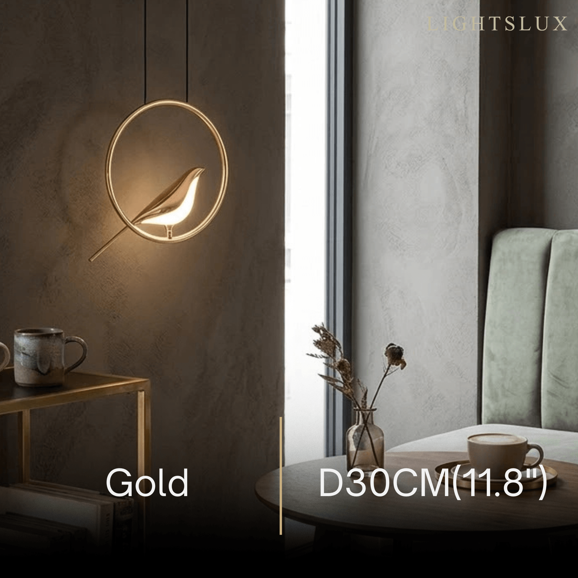 Nordic Pendant Light – Circular/Oval Magpie Bird Chrome/Gold for Living Room / Dining Room - Flindria
