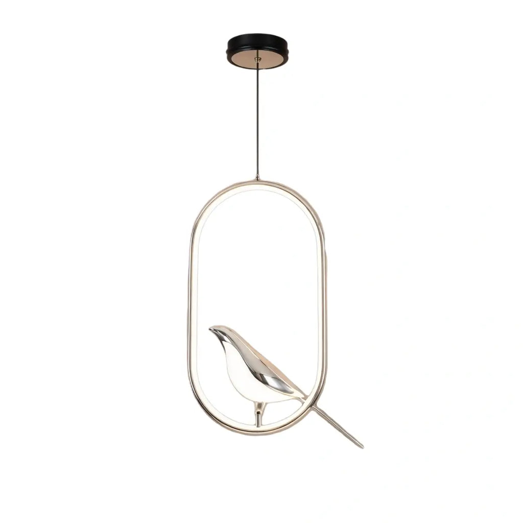 Nordic Pendant Light – Circular/Oval Magpie Bird Chrome/Gold for Living Room / Dining Room - Flindria