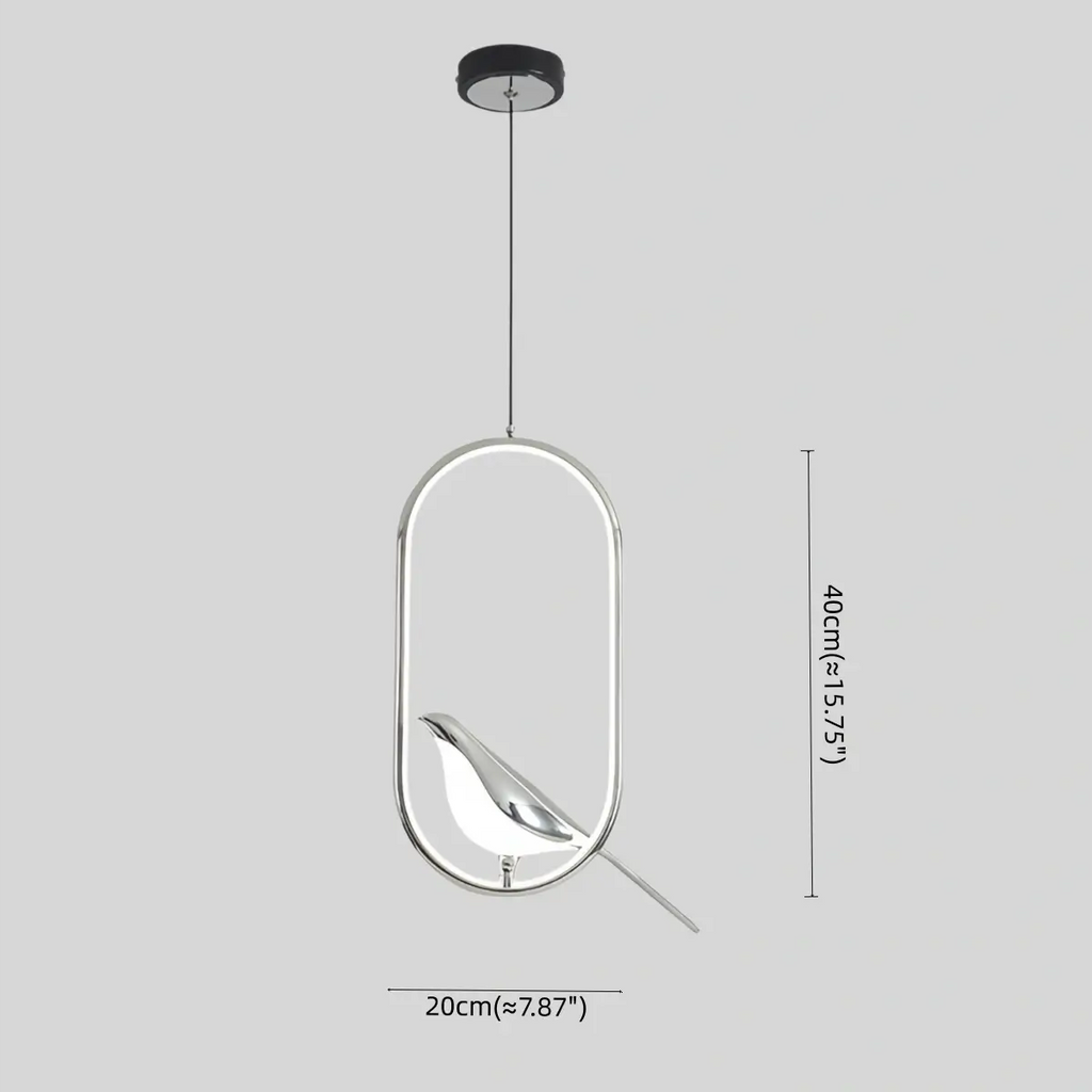 Nordic Pendant Light – Circular/Oval Magpie Bird Chrome/Gold for Living Room / Dining Room - Flindria