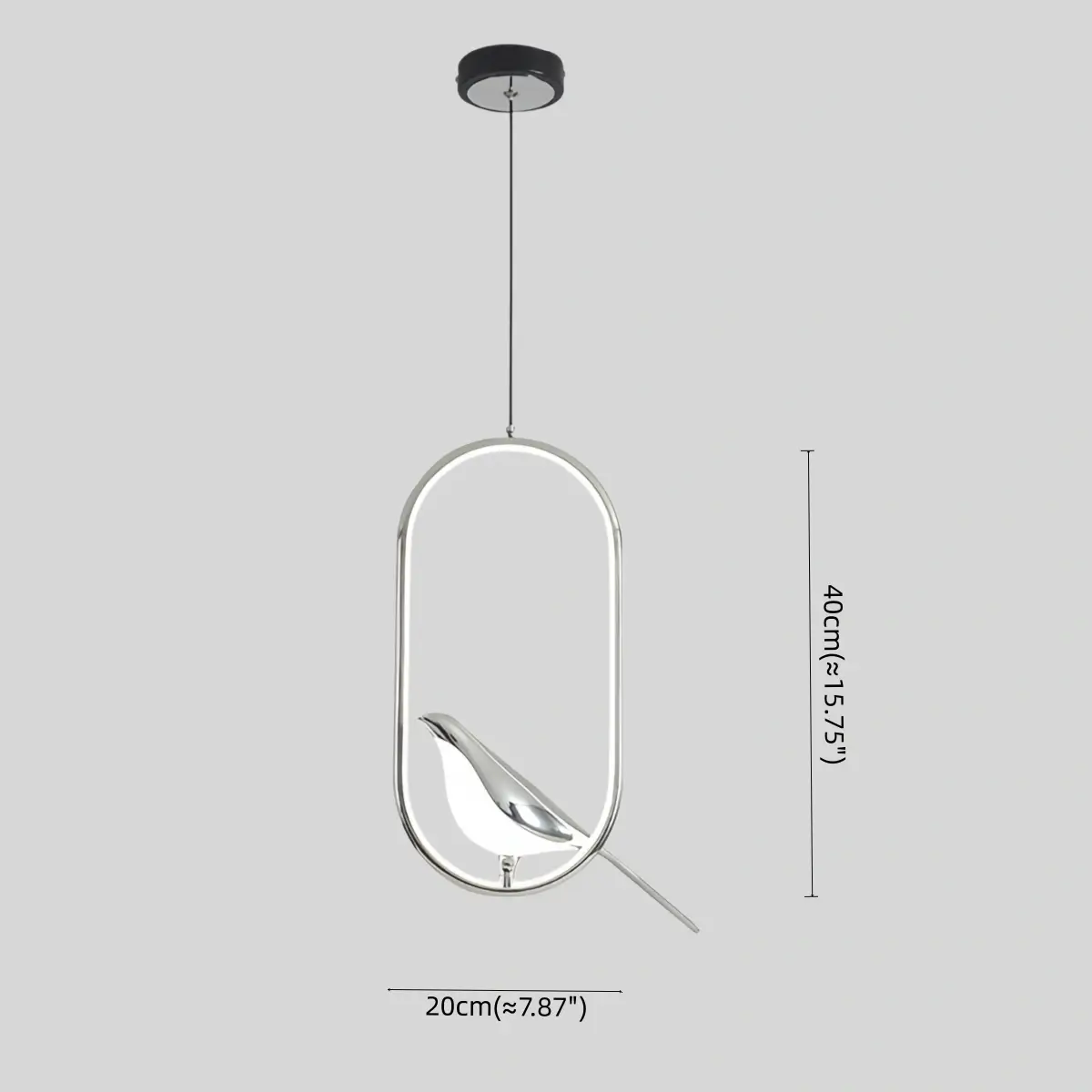 Nordic Pendant Light – Circular/Oval Magpie Bird Chrome/Gold for Living Room / Dining Room - Flindria