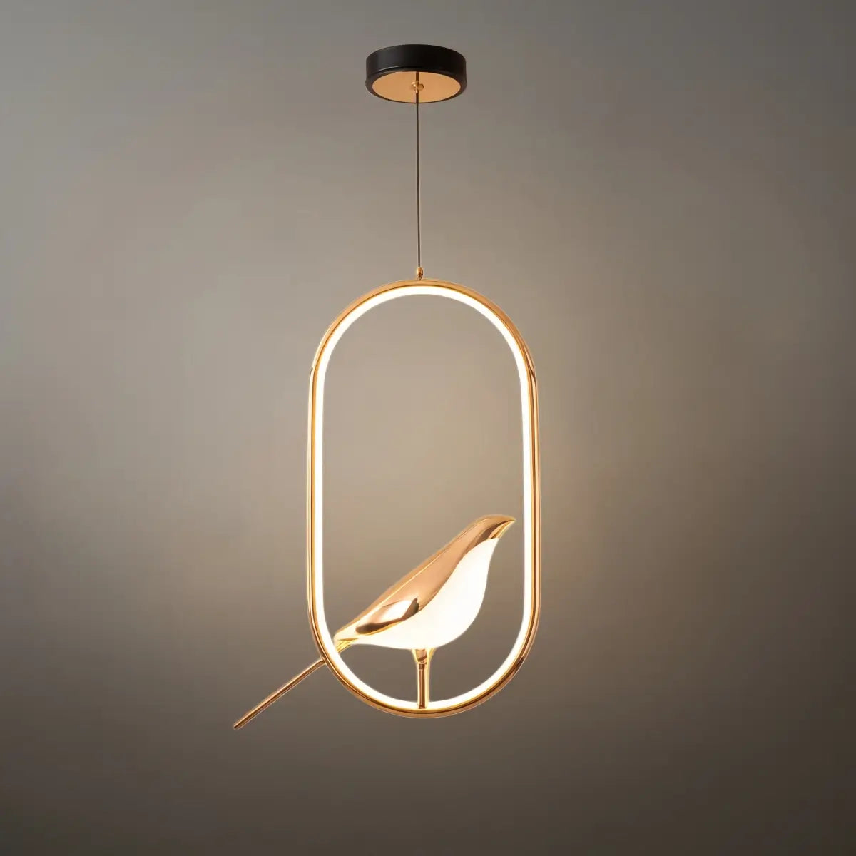 Nordic Pendant Light – Circular/Oval Magpie Bird Chrome/Gold for Living Room / Dining Room - Flindria