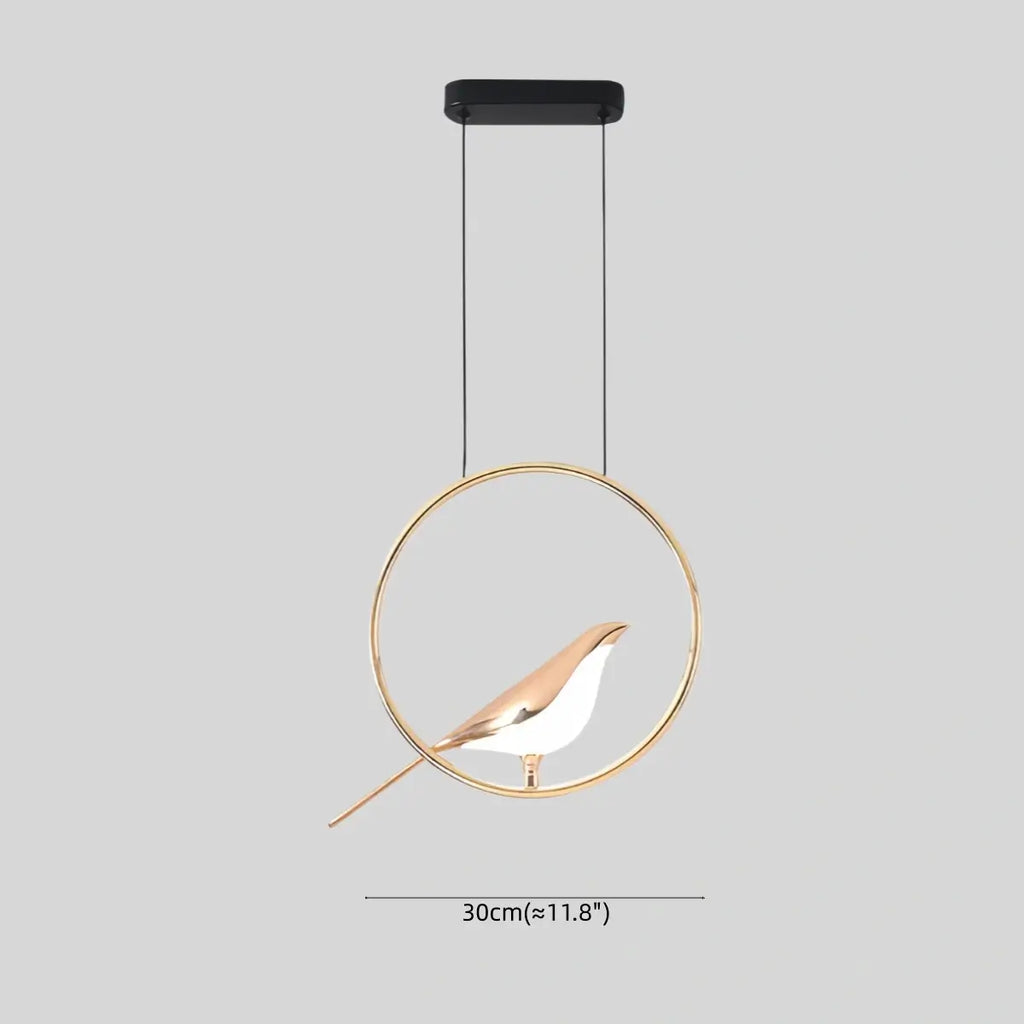 Nordic Pendant Light – Circular/Oval Magpie Bird Chrome/Gold for Living Room / Dining Room - Flindria