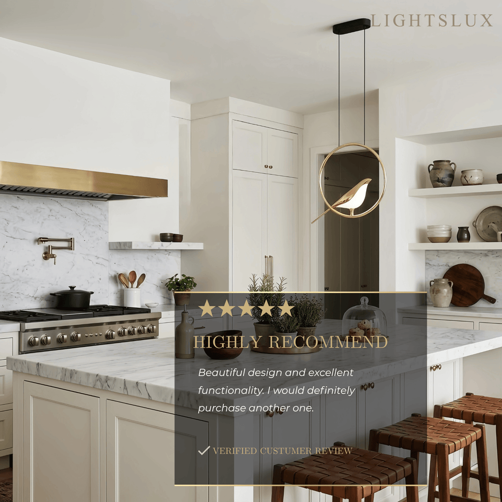 Nordic Pendant Light – Circular/Oval Magpie Bird Chrome/Gold for Living Room / Dining Room - Flindria
