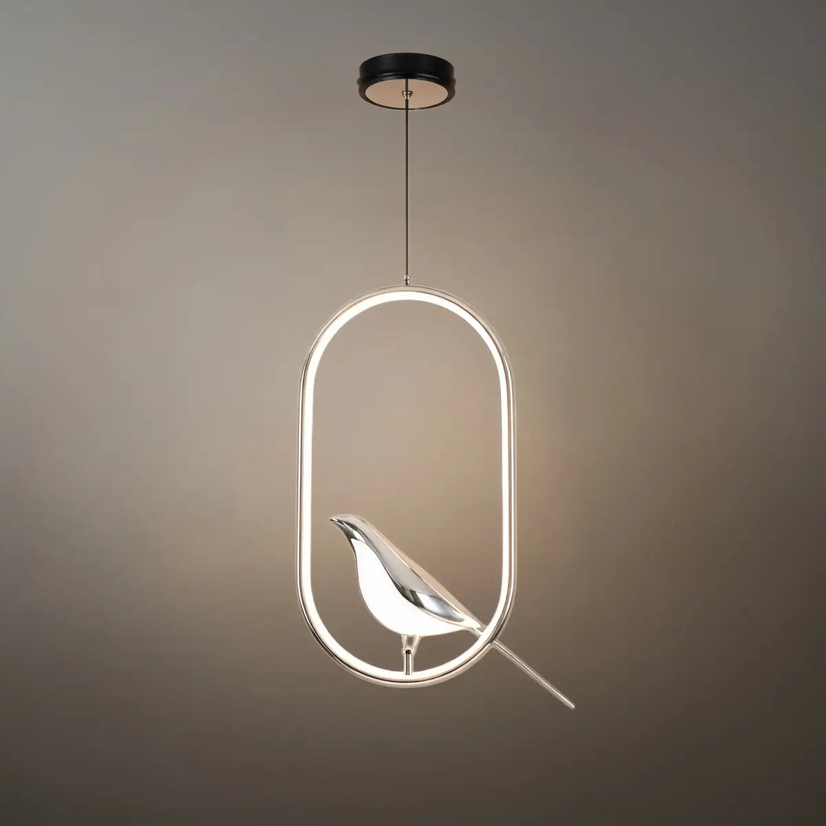 Nordic Pendant Light – Circular/Oval Magpie Bird Chrome/Gold for Living Room / Dining Room - Flindria