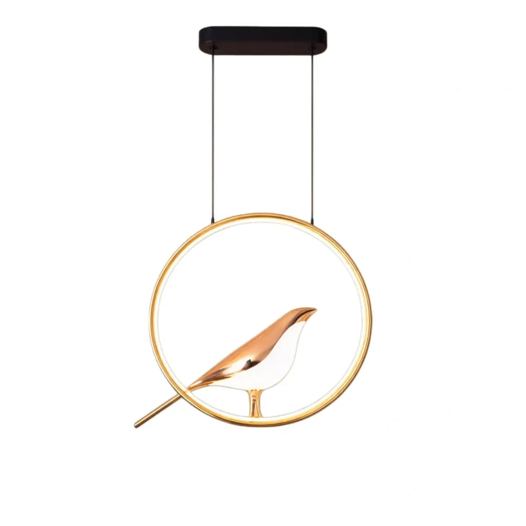 Nordic Pendant Light – Circular/Oval Magpie Bird Chrome/Gold for Living Room / Dining Room - Flindria