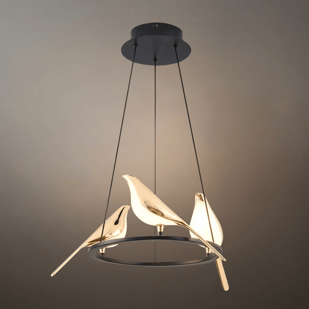 Nordic Magpie Bird Chandelier – Linear/Round Black/Gold for Living Room / Dining Room - Flindria