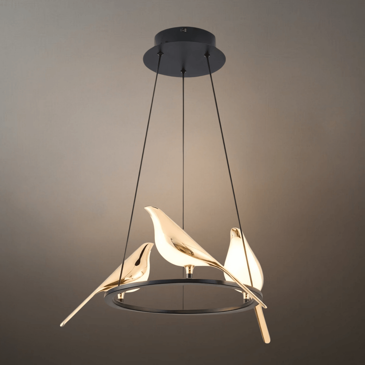 Nordic Magpie Bird Chandelier – Linear/Round Black/Gold for Living Room / Dining Room - Flindria