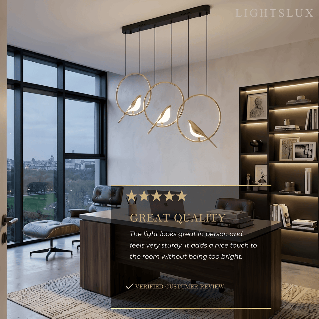 Nordic Magpie Bird Chandelier – Linear/Round Black/Gold for Living Room / Dining Room - Flindria