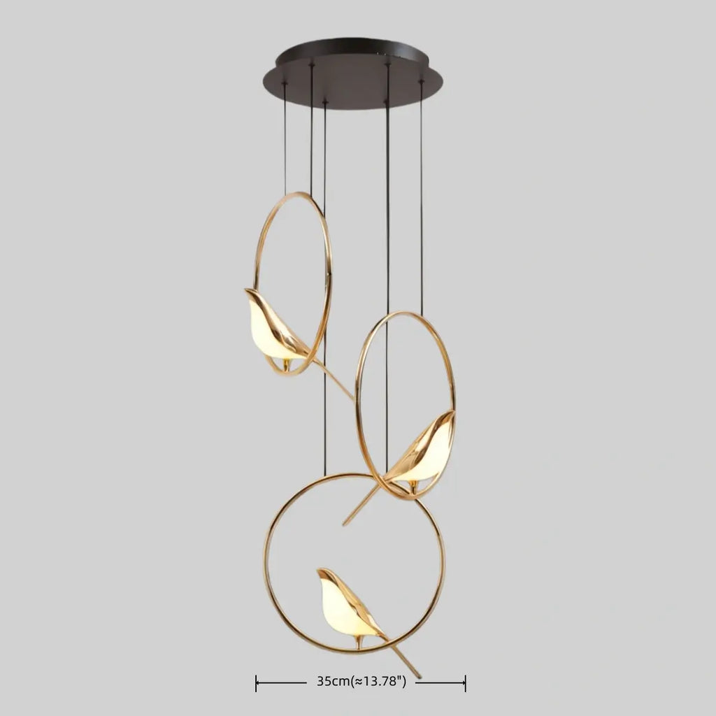 Nordic Magpie Bird Chandelier – Linear/Round Black/Gold for Living Room / Dining Room - Flindria