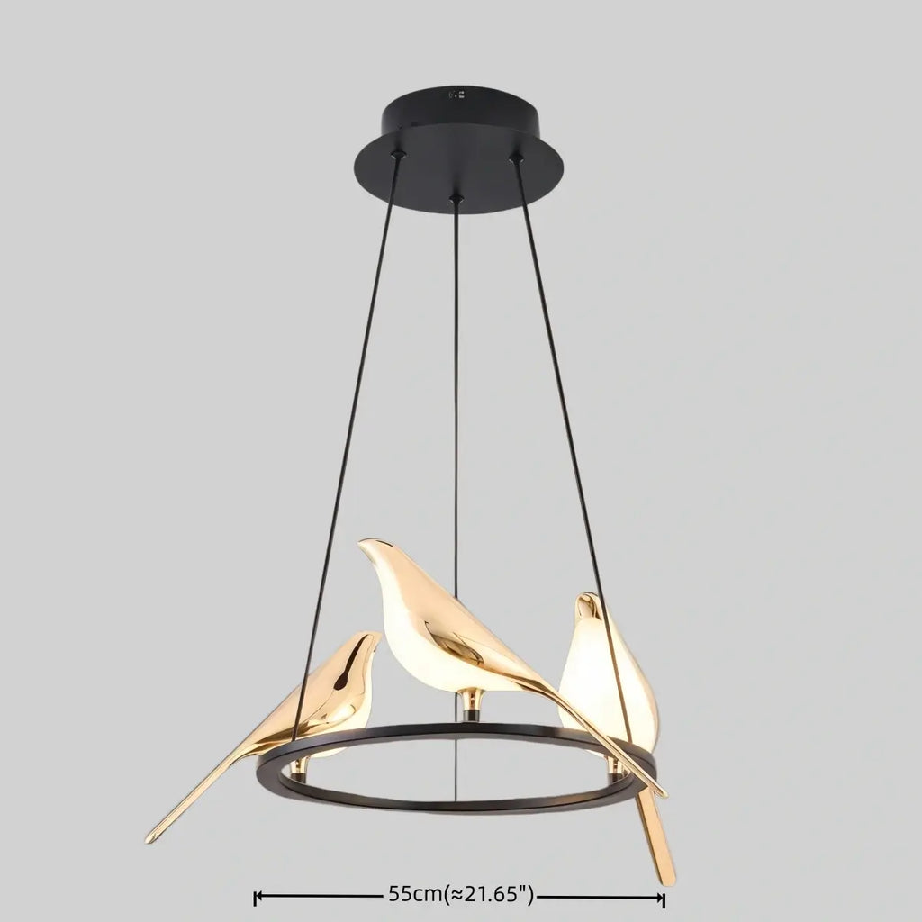 Nordic Magpie Bird Chandelier – Linear/Round Black/Gold for Living Room / Dining Room - Flindria