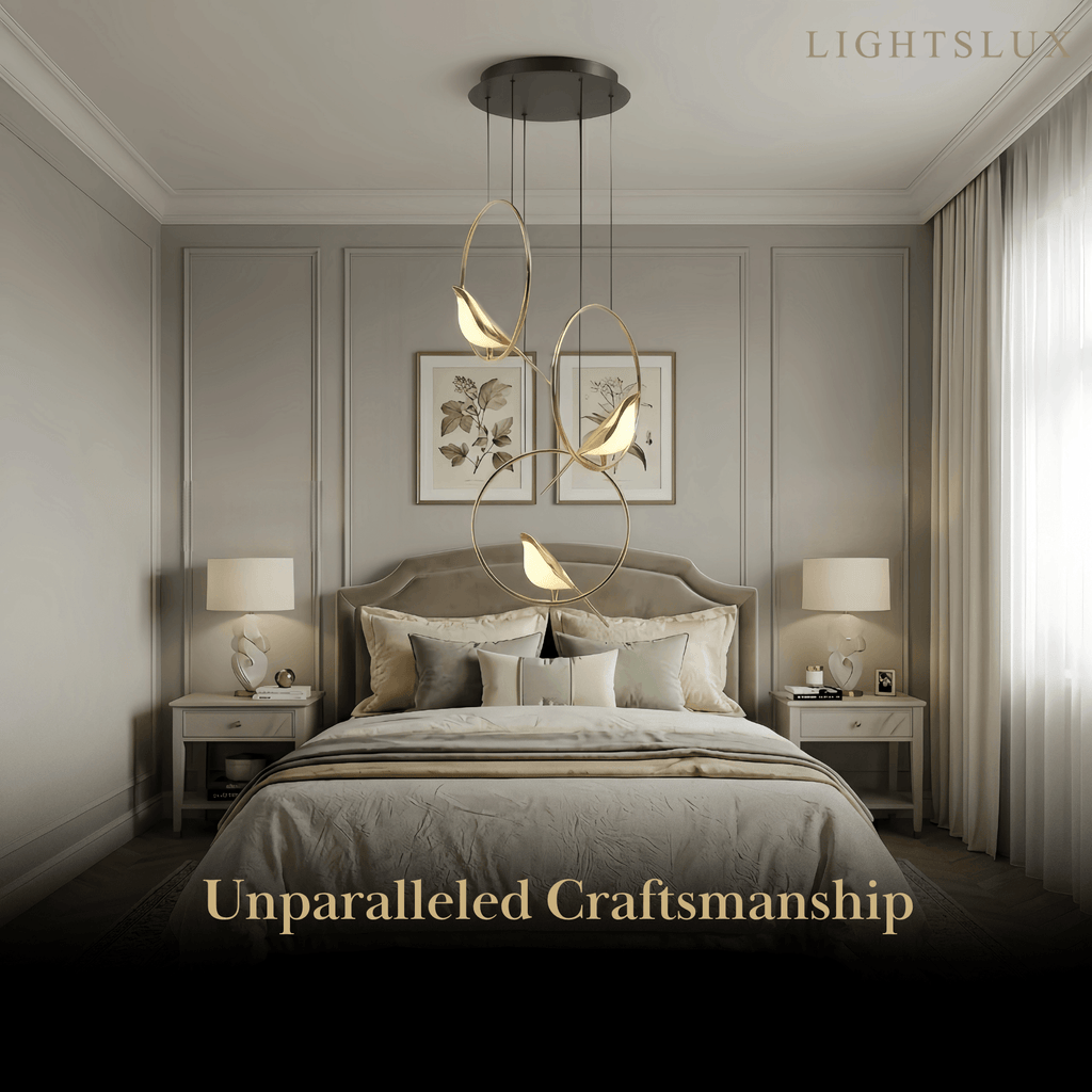 Nordic Magpie Bird Chandelier – Linear/Round Black/Gold for Living Room / Dining Room - Flindria