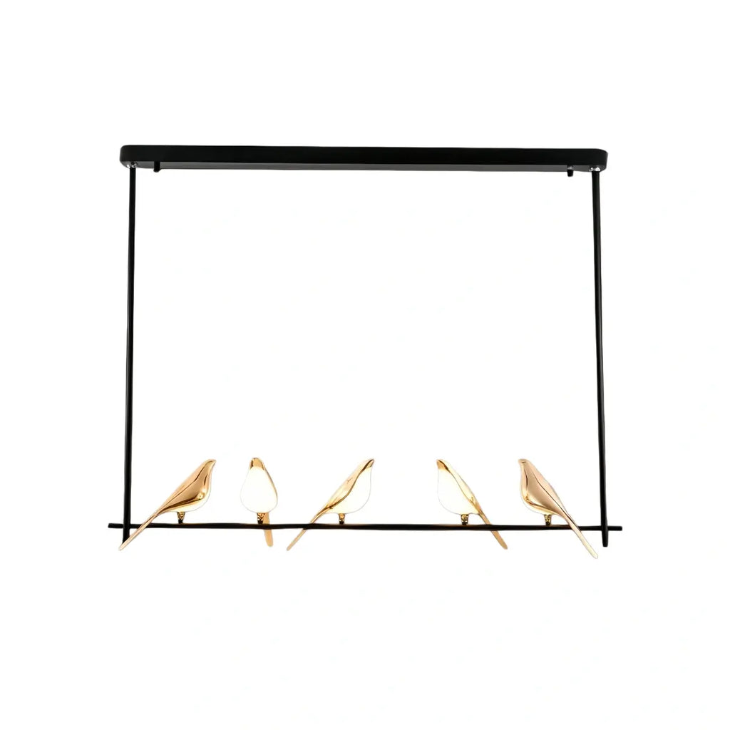 Nordic Magpie Bird Chandelier – Linear/Round Black/Gold for Living Room / Dining Room - Flindria