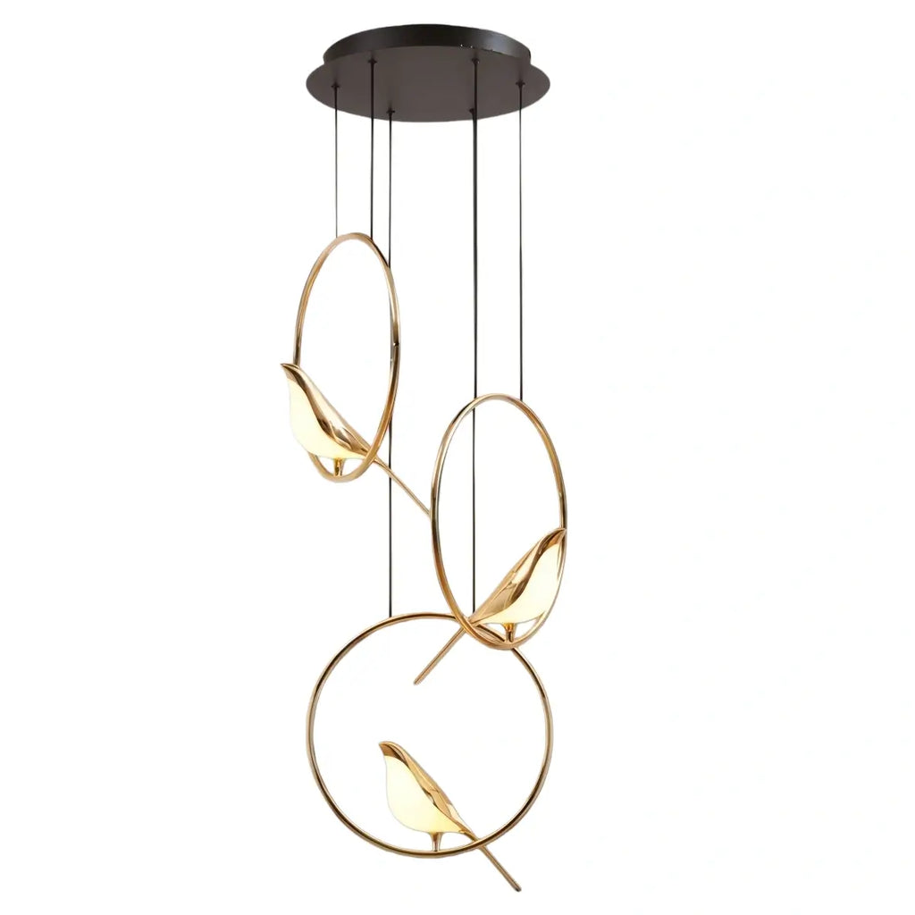 Nordic Magpie Bird Chandelier – Linear/Round Black/Gold for Living Room / Dining Room - Flindria