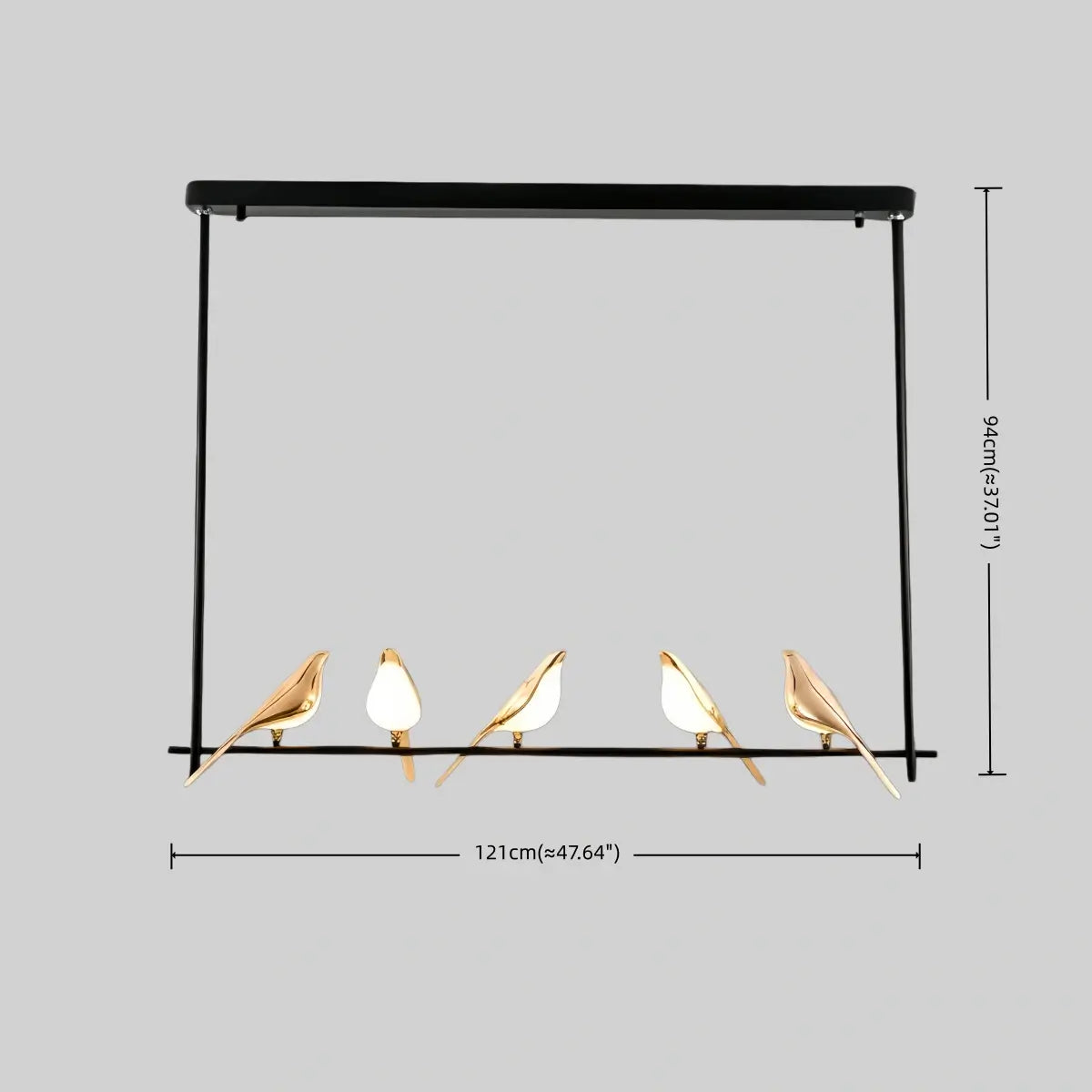 Nordic Magpie Bird Chandelier – Linear/Round Black/Gold for Living Room / Dining Room - Flindria