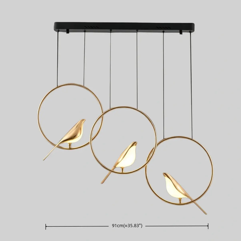 Nordic Magpie Bird Chandelier – Linear/Round Black/Gold for Living Room / Dining Room - Flindria