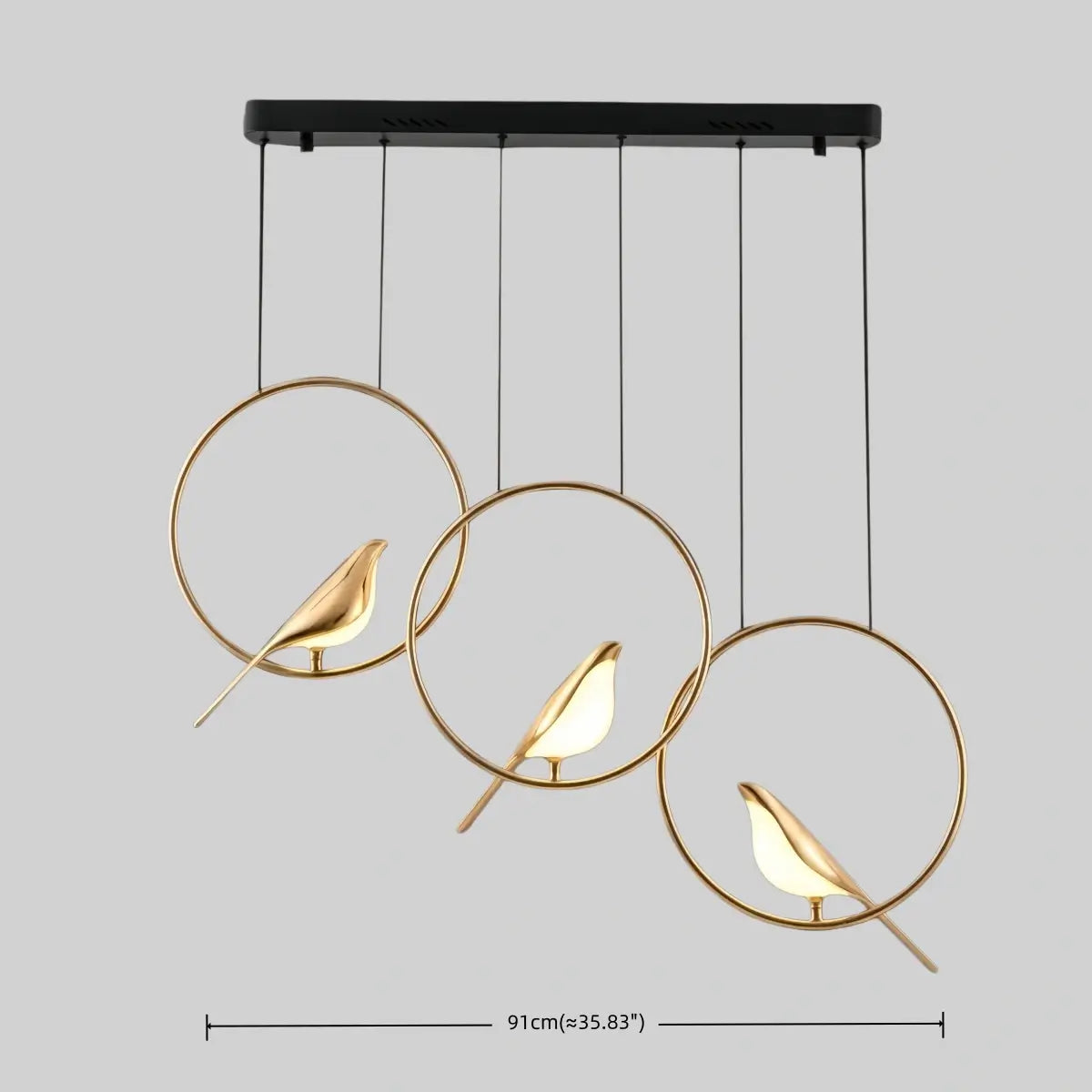 Nordic Magpie Bird Chandelier – Linear/Round Black/Gold for Living Room / Dining Room - Flindria
