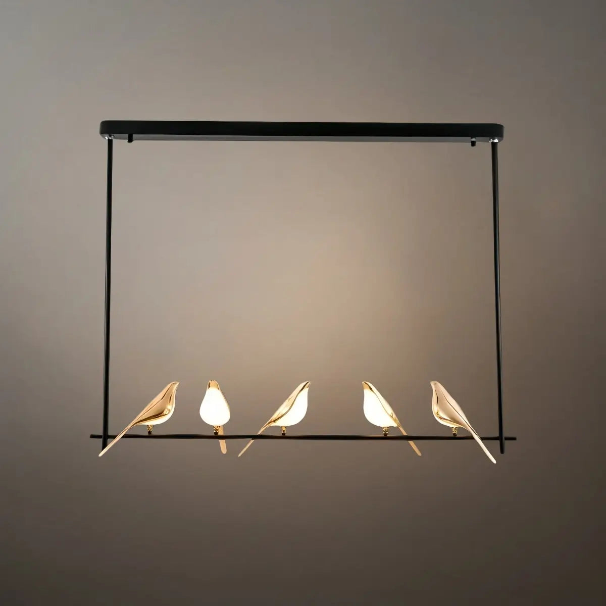 Nordic Magpie Bird Chandelier – Linear/Round Black/Gold for Living Room / Dining Room - Flindria