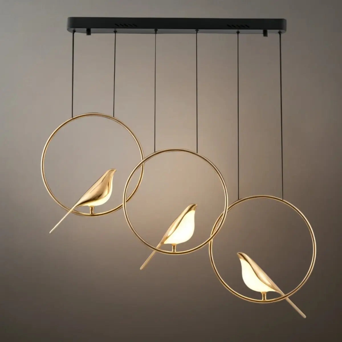 Nordic Magpie Bird Chandelier – Linear/Round Black/Gold for Living Room / Dining Room - Flindria