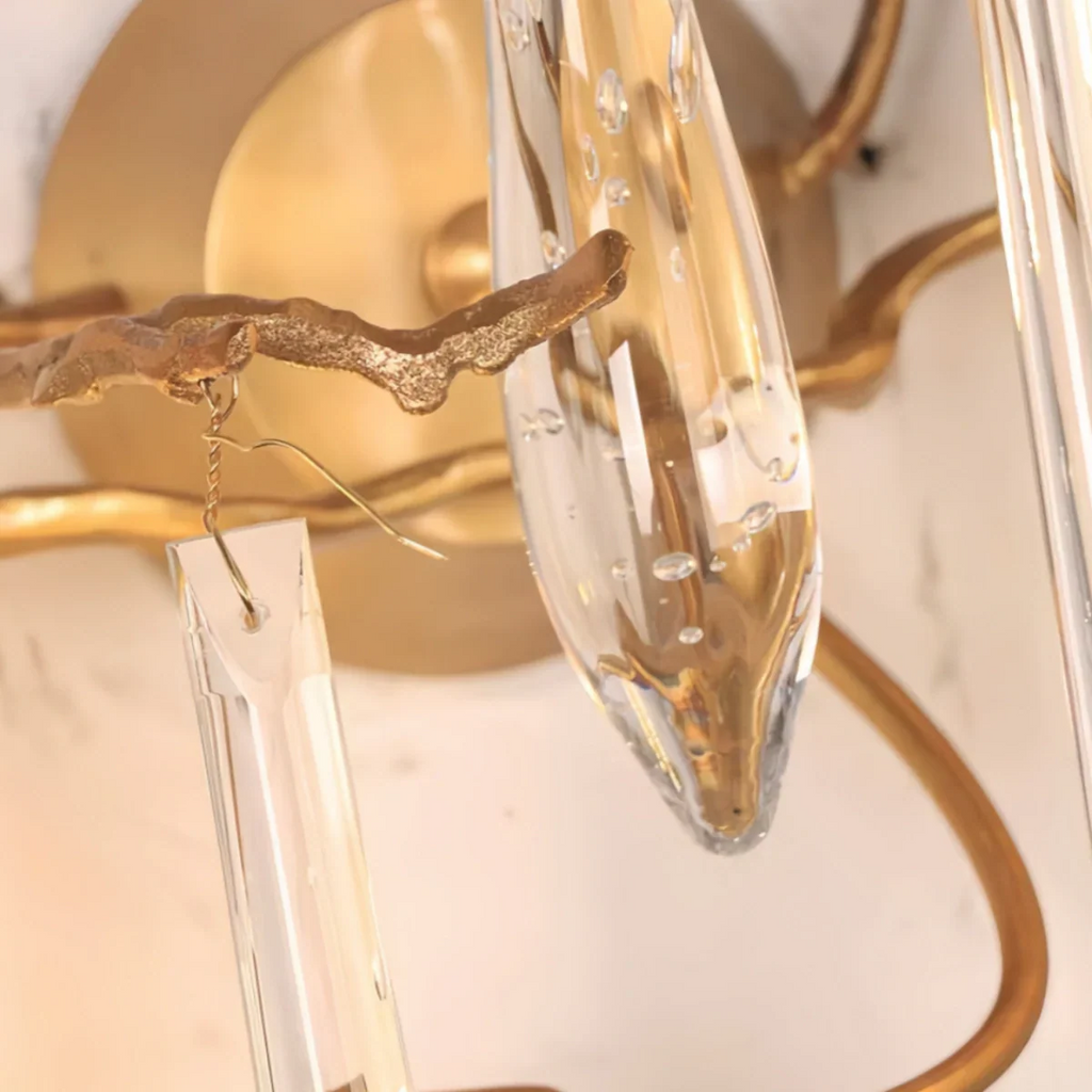 Lámpara de pared de lujo – Rama de cristal y latón para sala de estar/dormitorio - Flindria