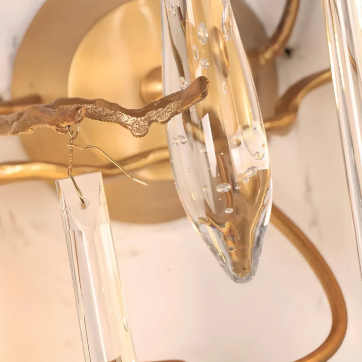 Lámpara de pared de lujo – Rama de cristal y latón para sala de estar/dormitorio - Flindria