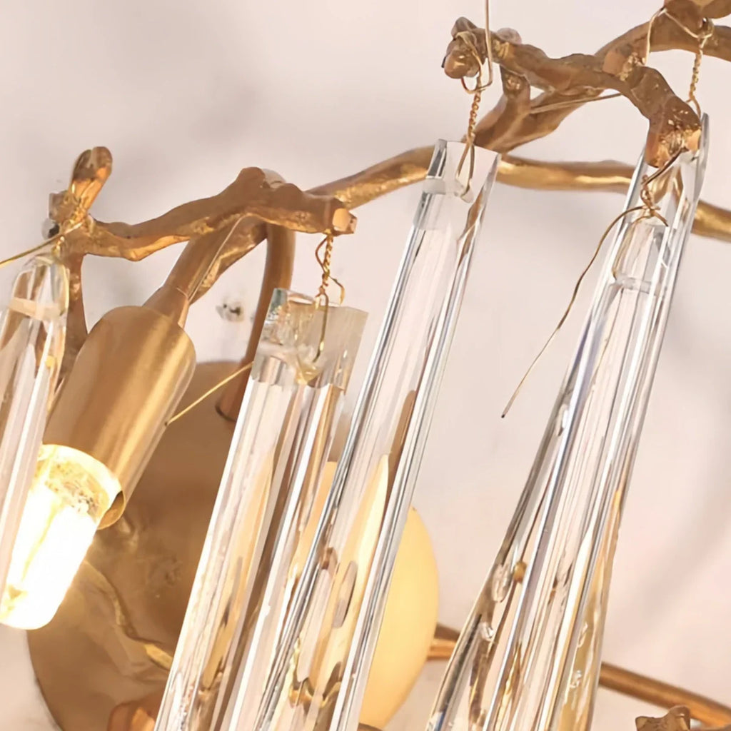 Lámpara de pared de lujo – Rama de cristal y latón para sala de estar/dormitorio - Flindria