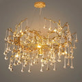 Lujoso candelabro de ramas – Latón y gotas de agua de vidrio para sala de estar/comedor - Flindria
