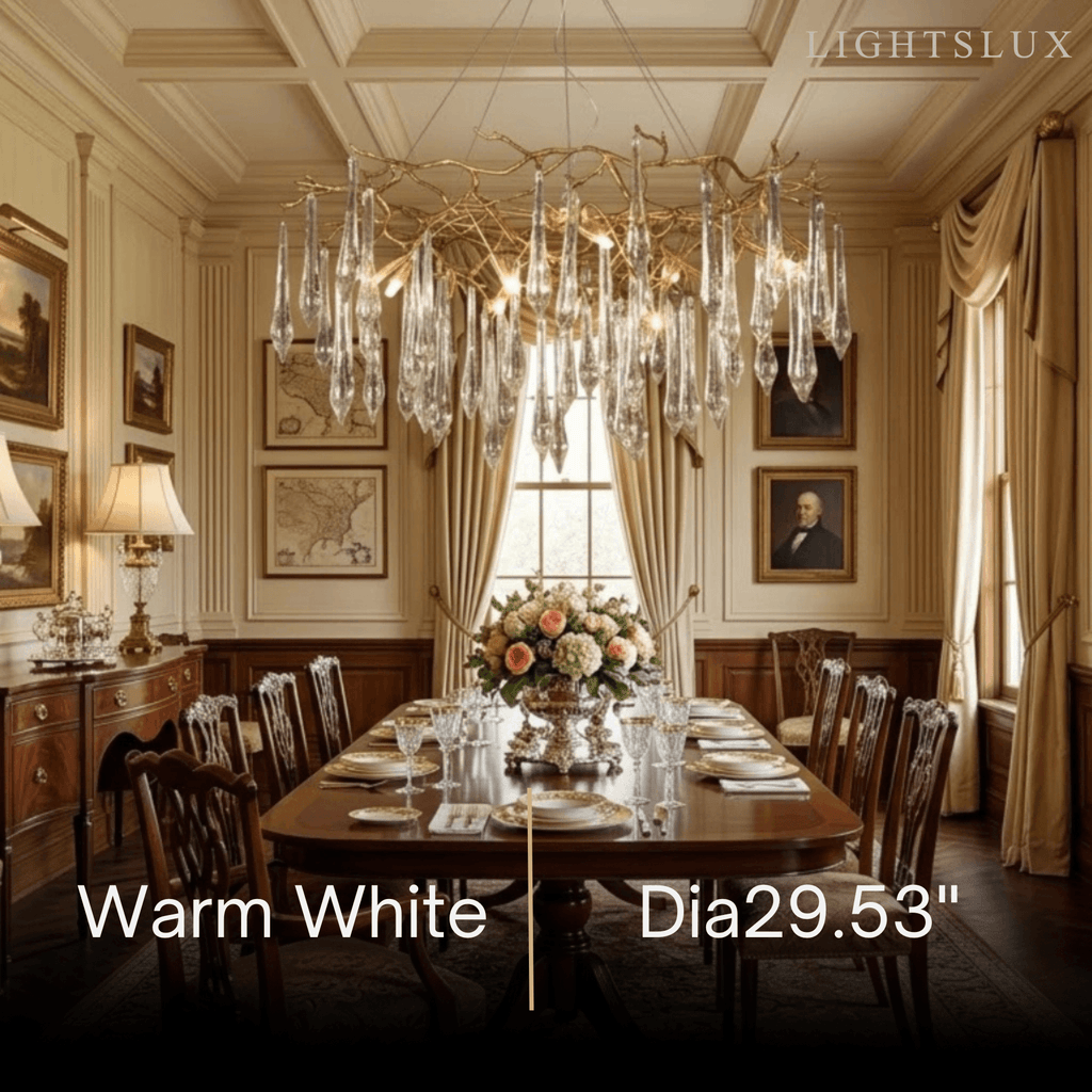 Elegant Branch Chandelier – Brass Crystal Drop for Living Room / Dining Room - Flindria