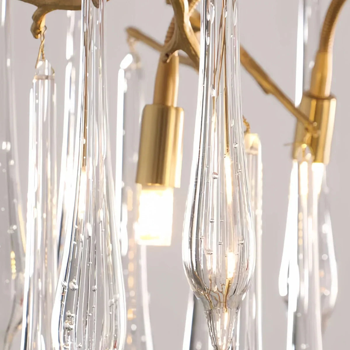 Elegant Branch Chandelier – Brass Crystal Drop for Living Room / Dining Room - Flindria