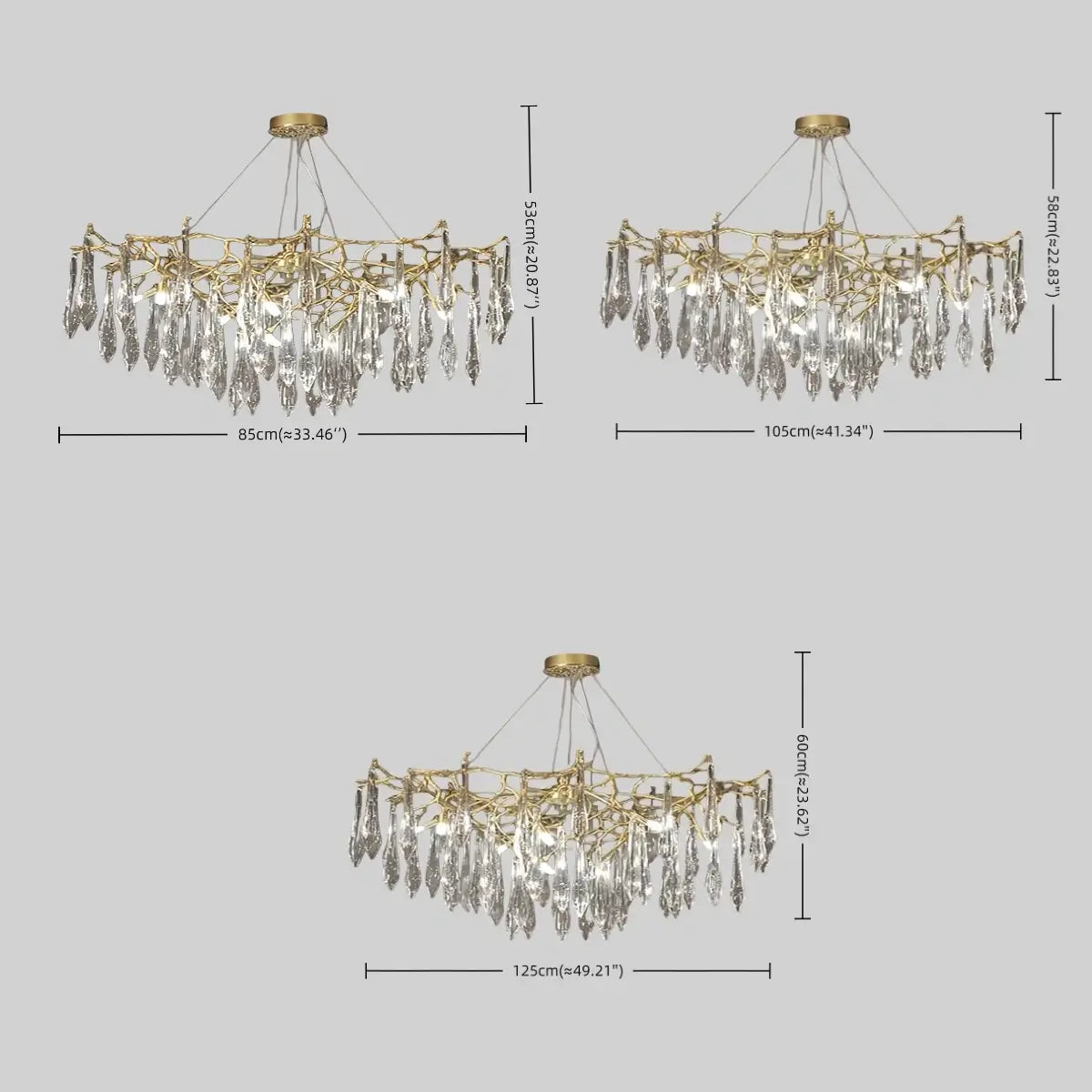 Elegant Branch Chandelier – Brass Crystal Drop for Living Room / Dining Room - Flindria