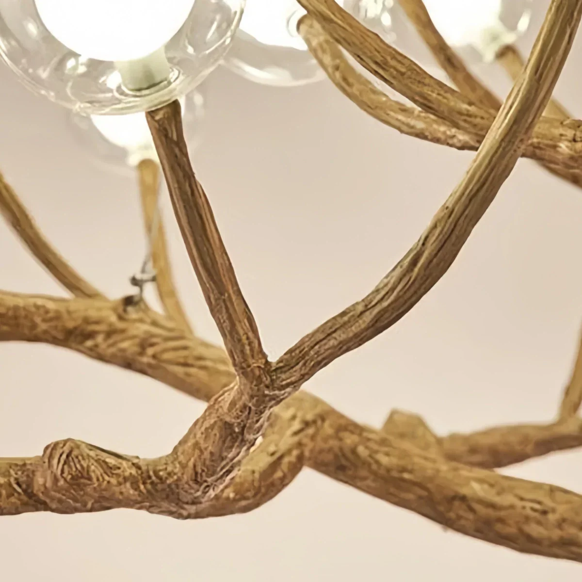 Natural Tree Branch Chandelier -- Wood-Look Resin & Glass for Living Room Dining Room - Flindria