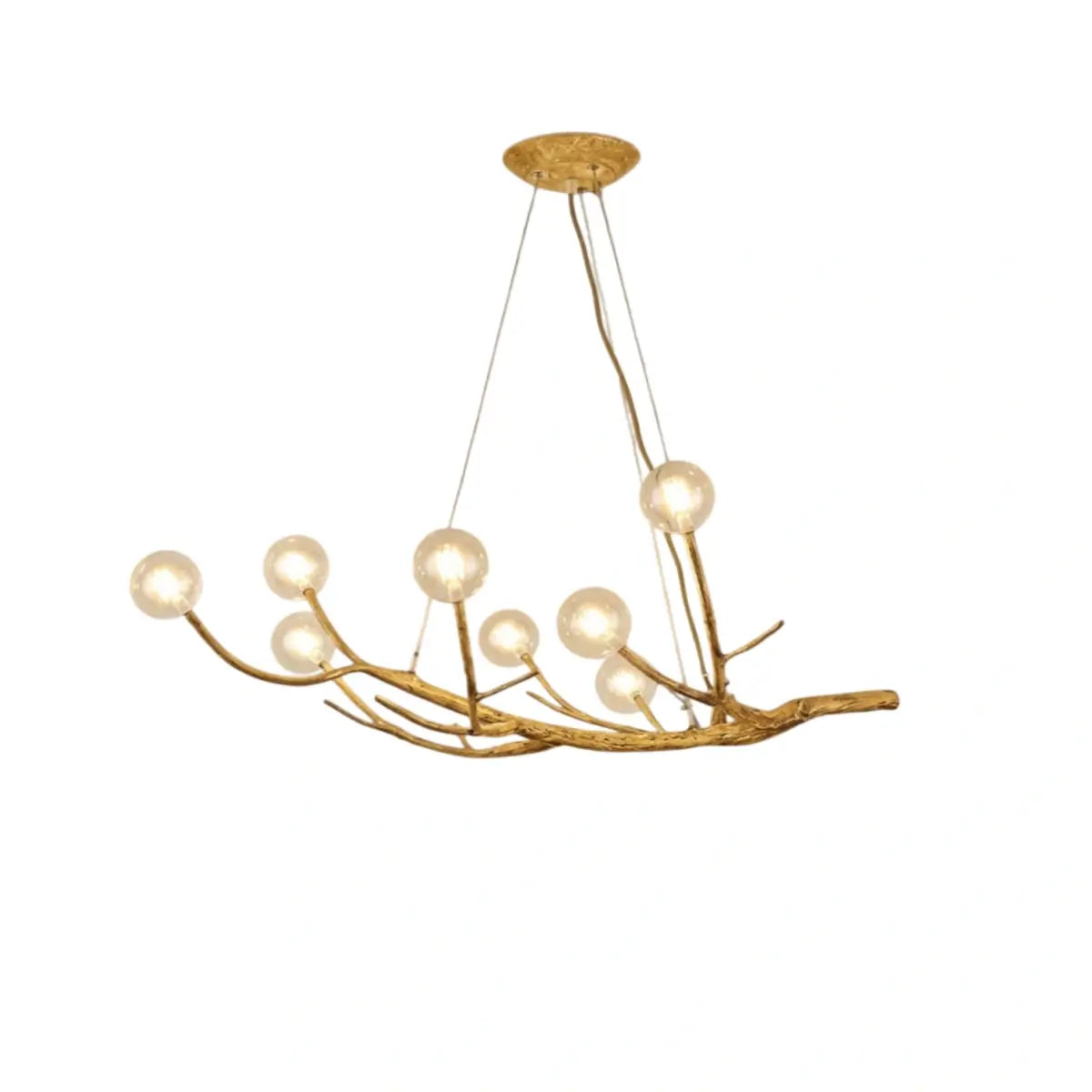 Natural Tree Branch Chandelier -- Wood-Look Resin & Glass for Living Room Dining Room - Flindria