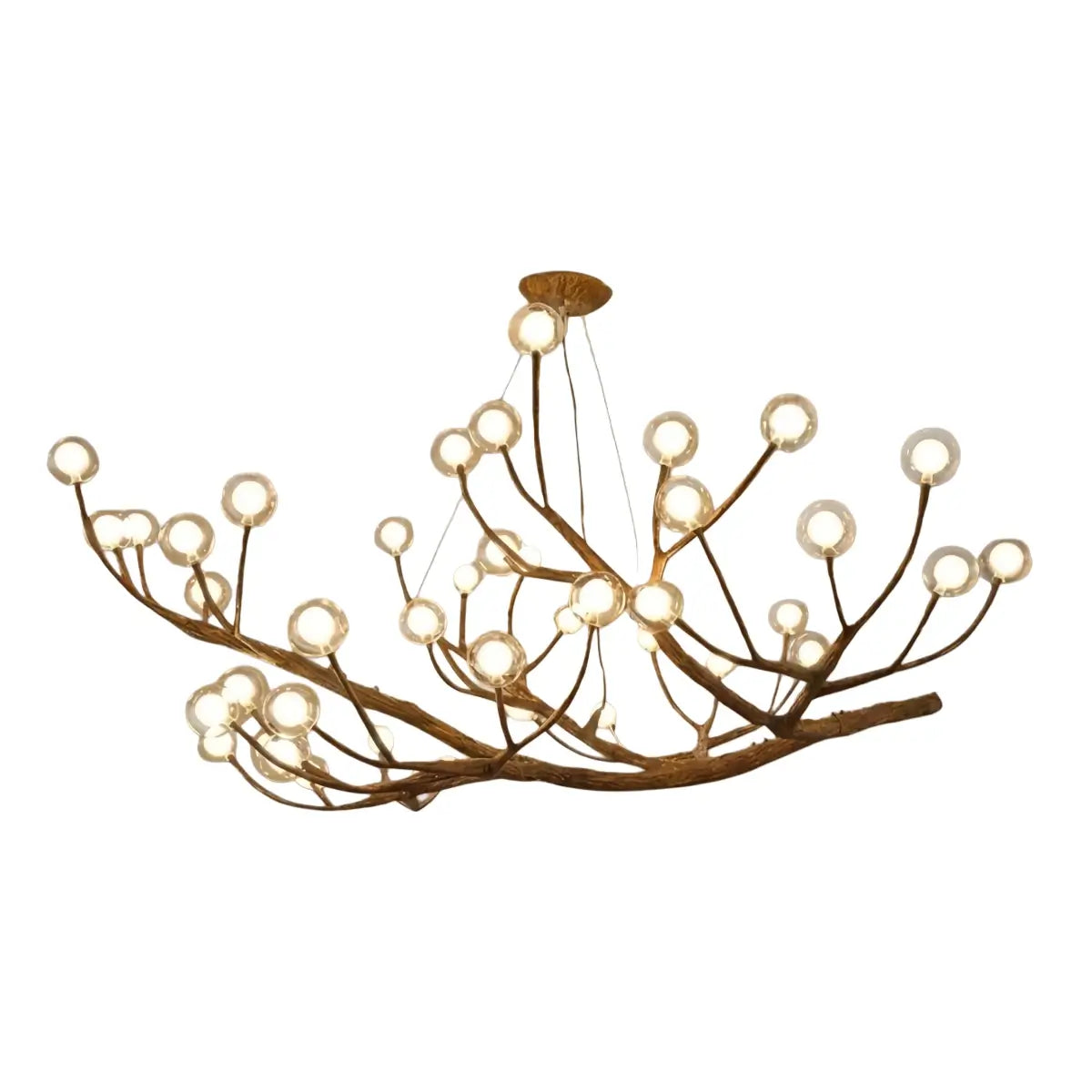 Natural Tree Branch Chandelier -- Wood-Look Resin & Glass for Living Room Dining Room - Flindria