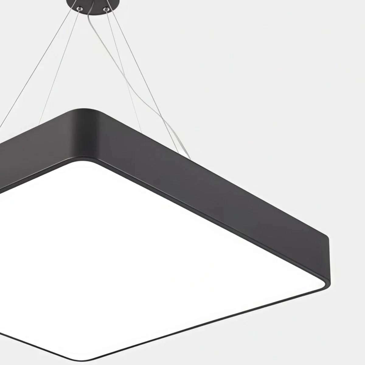 Modern Square Pendant Light -- Black Iron Acrylic for Office Meeting Room - Flindria