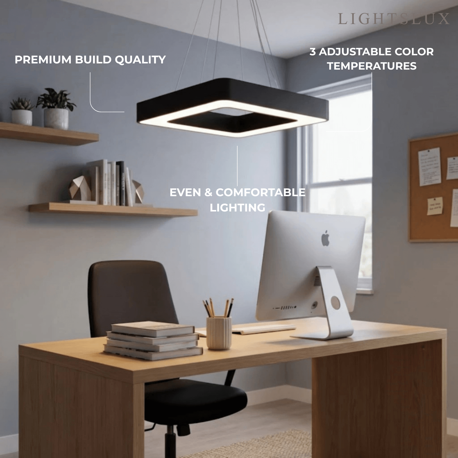 Modern Square Pendant Light -- Black Iron Acrylic for Office Meeting Room - Flindria