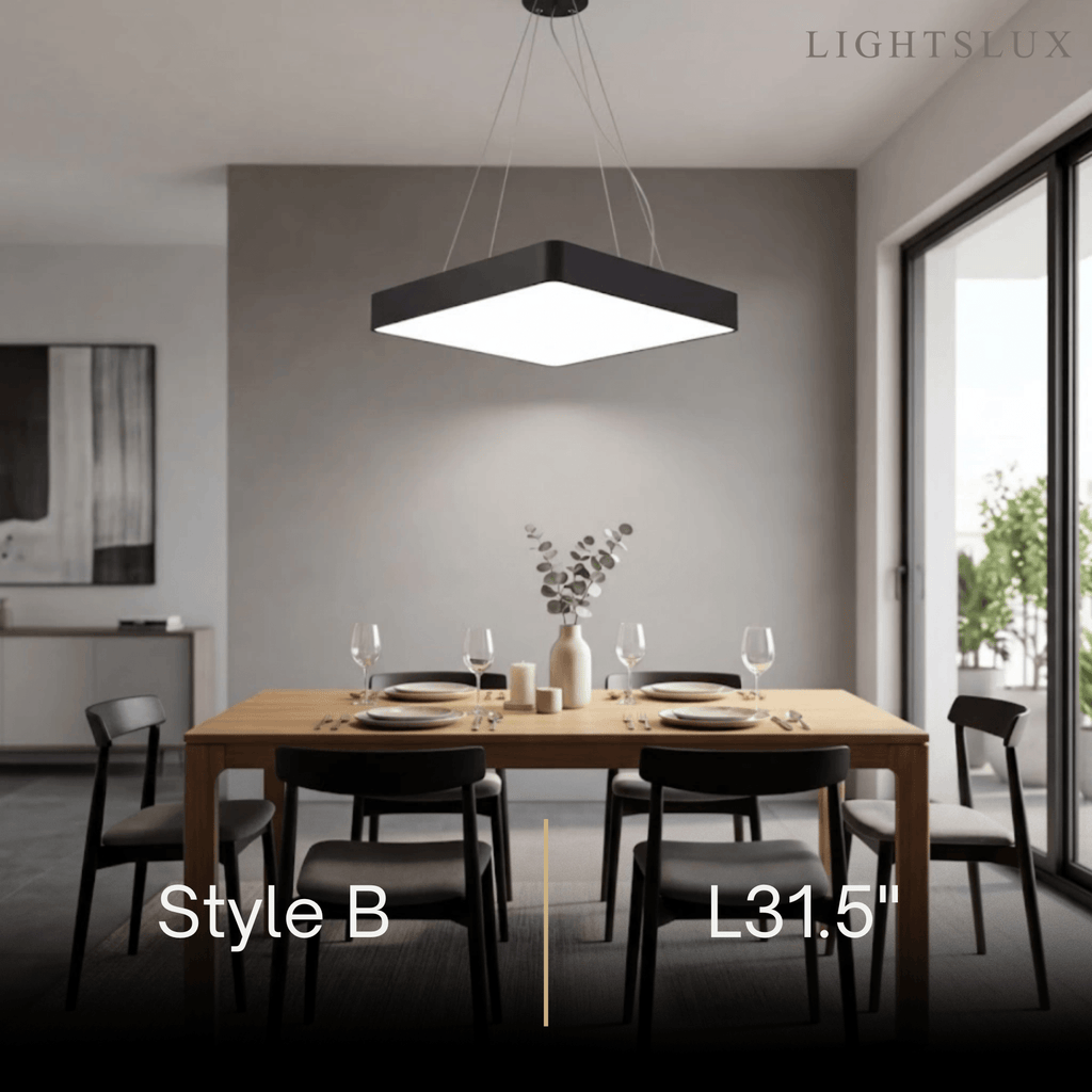 Modern Square Pendant Light -- Black Iron Acrylic for Office Meeting Room - Flindria