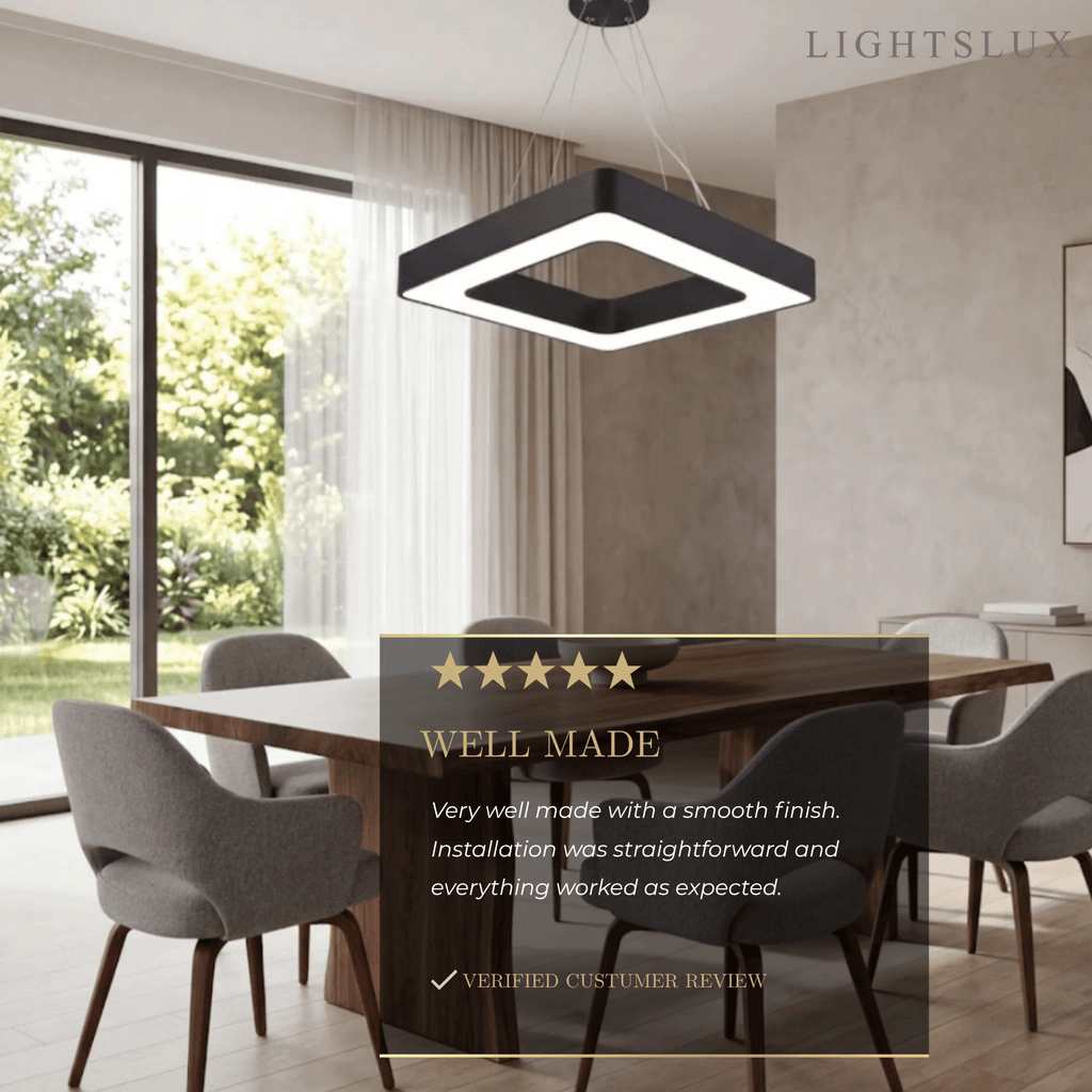 Modern Square Pendant Light -- Black Iron Acrylic for Office Meeting Room - Flindria