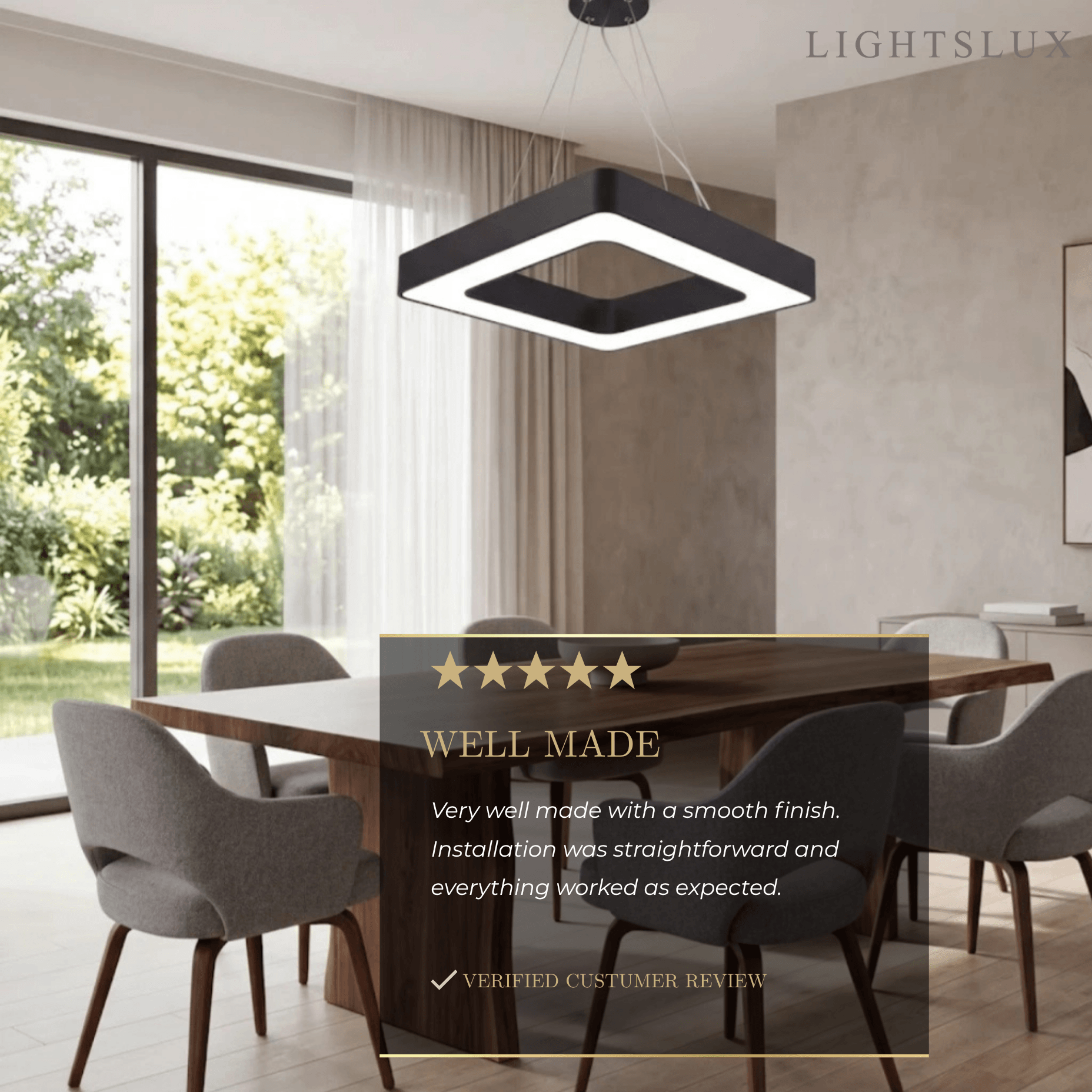 Modern Square Pendant Light -- Black Iron Acrylic for Office Meeting Room - Flindria